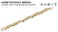SMD2835 240 LED/M High Efficiency LED Strip +90CRI IP20 24V DC 10mm 3 OZ  5M (16.56 feet)/Roll,  4000K