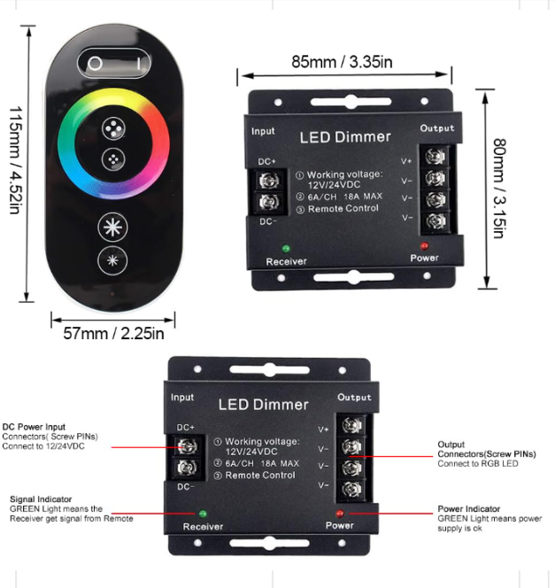44 Keys RF DC12-24V 180W/360W LED Strip Controller